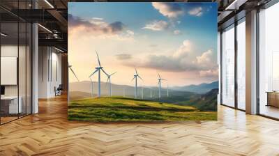 AI Generated. AI Generative. Wind mill eco power electric generator innovation alternative energy. Graphic Art Wall mural