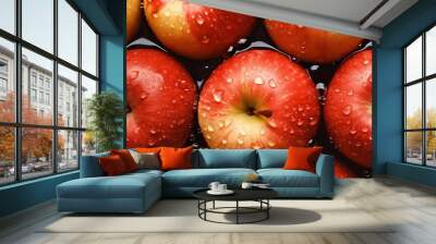 Background texture apples fruit top view scene surface pattern Wall mural