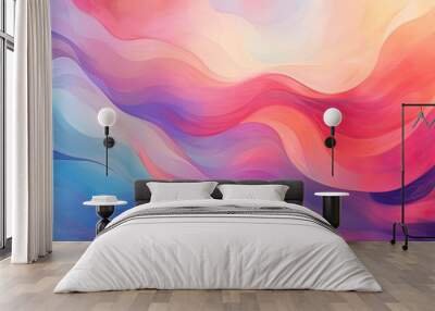 Brigh color flow drawing painted creative brushwork decoration with pink and blue fluid texture view Wall mural