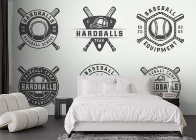 Vintage baseball sport logos, emblems, badges, marks, labels. Monochrome Graphic Art. Illustration. Wall mural