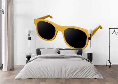 3D illustration yellow fashion sunglasses and black lens optic isolated  on transparent background Wall mural