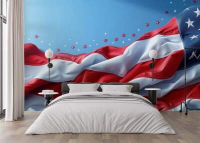 flag, usa, america, sky, blue, red, stars, stripes, united states, patriotic, american flag, us, fre Wall mural