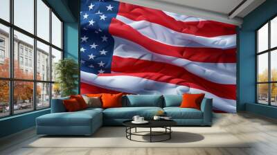 flag, usa, america, sky, blue, red, stars, stripes, united states, patriotic, american flag, us, fre Wall mural