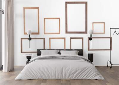 wooden photo frame isolated white background Wall mural