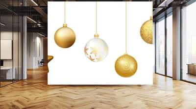 Golden Christmas balls Wall mural