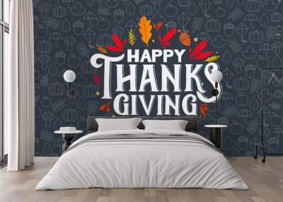 illustration tanksgiving, event family Wall mural