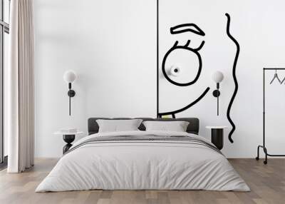 blank sticker for notes white drawers knobs cropped smile marker eyes kind female empty half two front teeth Wall mural