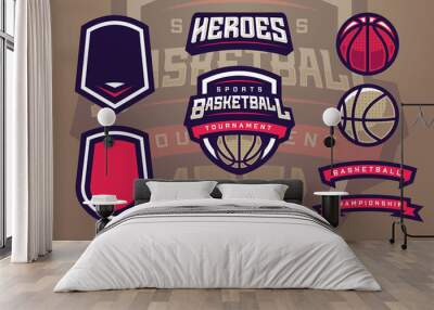 Basketball Club Logo Template Creator for Sports Team Wall mural