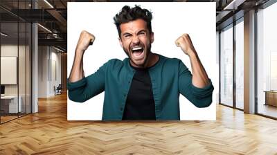 colours beard hair brunette adult style attire casual fashion cool slim photogenic studio portrait m Wall mural