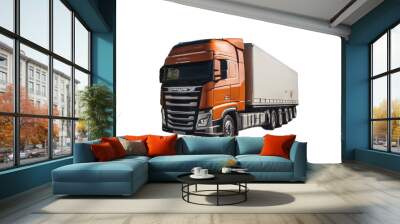 internacional transporte por mercancias carretera truck charge mail courier stribution send freight international removal transport hauling carrier box container loading delivery sending fleet Wall mural