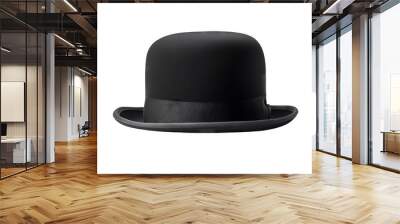 old object man luxury head gentleman fancy fabric dress costume classic class city business wearing wear headwear clothing clothes accessory cap hat fashion Black bowler h isolated white background Wall mural