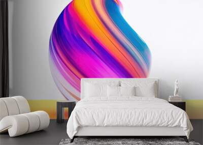 abstract futuristic background with gold PINK blue glowing neon fluid waves  techno sound shap Data transfer concept Fantastic wallpaper, Ai Generative Wall mural