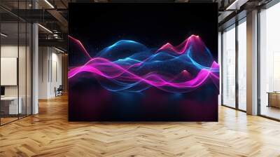 abstract futuristic background with pink blue glowing neon moving high speed wave lines and bokeh lights. Data transfer concept Fantastic wallpaper, Ai Generative Wall mural