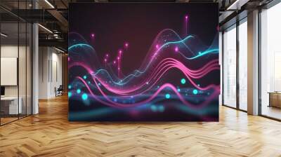 abstract futuristic  background with pink blue glowing neon moving high speed wave lines and bokeh lights. Data transfer concept Fantastic wallpaper Wall mural