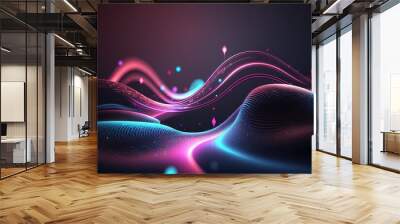 abstract futuristic  background with pink blue glowing neon moving high speed wave lines and bokeh lights. Data transfer concept Fantastic wallpaper Wall mural