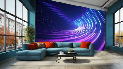 abstract futuristic background with pink blue glowing neon moving high speed wave lines and bokeh lights. Data transfer concept Fantastic wallpaper Wall mural