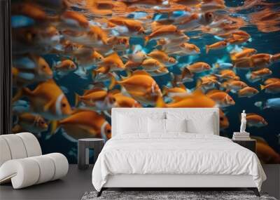 'colorful fishes sea fish under underwater coral reef aquarium tropical life water ocean aqualung red nature marin diving undersea wildlife exotic landscape colourful snorkel aquatic shoal earth wild' Wall mural