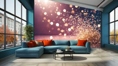 'confetti Blowing Glitter glistering overlay night star black christmas light snow dust astronomy winter texture cosmos galaxy nebula gold celebration blue design dark bright universe' Wall mural