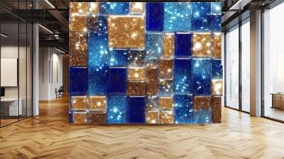 'x 3d large High pattern mosaic size tile sky blue sand Texture modeling tiles starry quality Color gold glass seamless Background Abstract Design Art Spa Marble Line' Wall mural