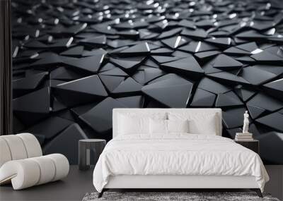 background render ultra triangle 3d abstract quality pattern triangular grey structure tech wallpaper xagon dark black gray three shadow dimensional high science technology monotone Wall mural