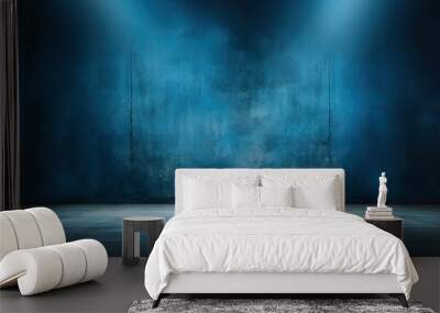 background wall products splay texture interior float smoke room studio cement abstract blue dark Empty street fog wallpaper asphalt nightclub ray road neon Wall mural