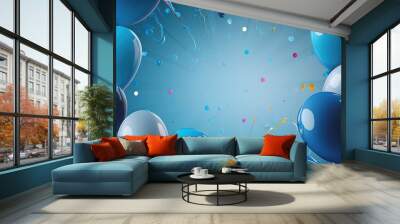 Blue Balloons Background balloon ball ribbon confetti cotillion inflatable billowing look light colours colourful rainbow arched en heaven toddler anniversary party helium gas group larceny fly Wall mural