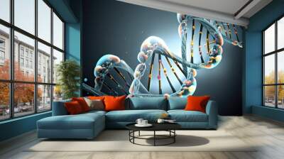 Concept biochemistry dna molecule Abstract background science technology medicals research biology chromosome molecular structure mobile phone deoxyribonucleic acid medicine genetic spiral Wall mural