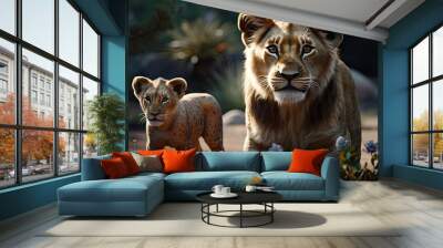 experience ultimate safari adventure playful lion cub wise elephant unreal engine 5 s hyper detailed Wall mural