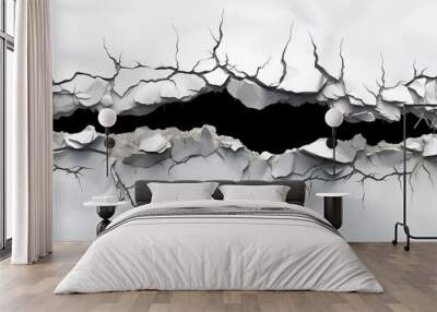 space Copy background white paper black ripped Gap rip torn tear teared sheet opening break closeup nobody texture element design macro cracked jagged Wall mural