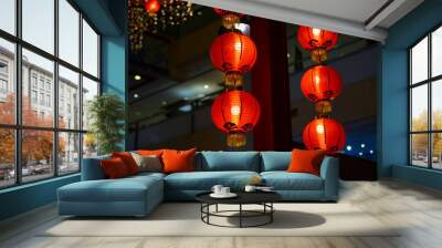 Chinese red lanterns in a modern Shopping Mall to celebrate the upcoming Chinese new year in Kuala Lumpur.  Wall mural