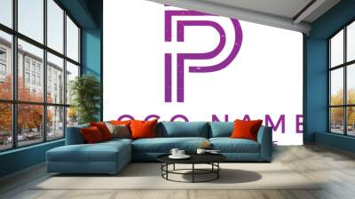 Geometric style initial letter P logo and brand design. AI generative. Wall mural