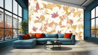 floral seamless pattern in light colors with hand drawn abstract flowers Wall mural