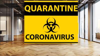 yellow caution sign of biohazard warning, stop Coronovirus design concept Wall mural