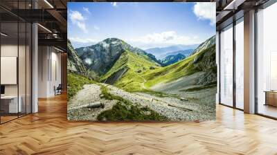 The hiking trail and clouds on Mount Pilatus, Alpnach, Switzerland, Europe Wall mural