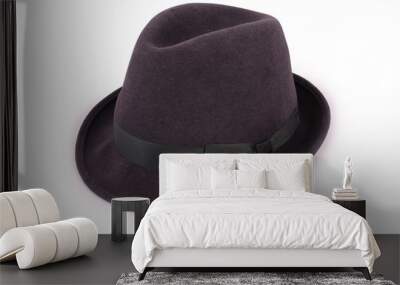 Black classic fedora hat (Clipping path) Wall mural