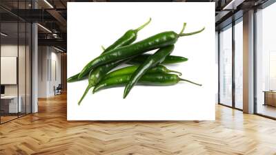 Green chili pepper isolated on white. High resolution photo. Wall mural