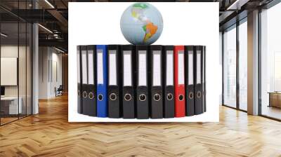 The big black folders located on a circle on a white background Wall mural