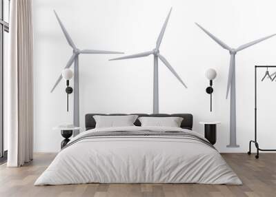 wind turbines isolated on white background Wall mural