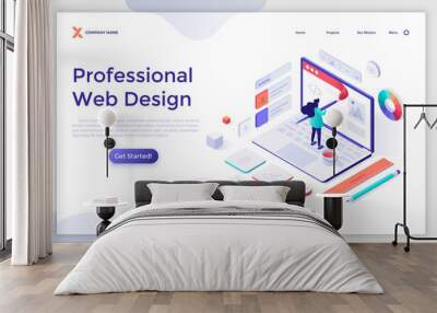 Isometric Landing Page Concept Wall mural