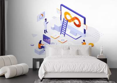 Isometric Vector Illustration For Website Wall mural