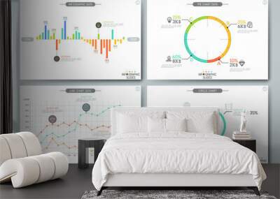 Minimal infographic brochure template. Pages with diagram, graph and chart elements. Statistical data visualization concept. Vector illustration for presentation, statistics report, website, banner. Wall mural