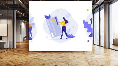 Set of Business Character Scenes. Vector Illustration Wall mural