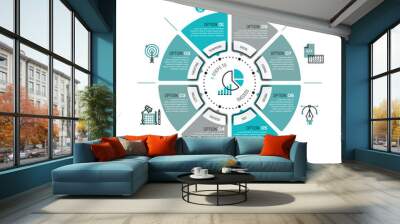 Unique infographic design template, circular diagram or pie chart with 8 sectors. Wall mural