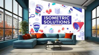 Vector Isometric Landing Page Template Wall mural