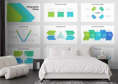 Vector Set of 9 Infographic Templates Wall mural