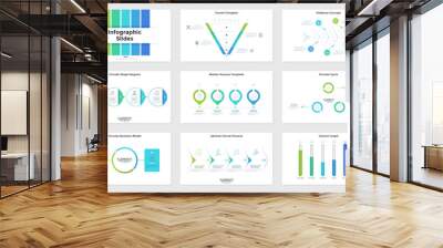 Vector Set of 9 Infographic Templates Wall mural