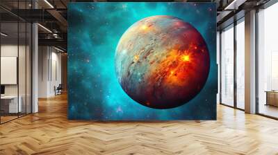 Mercury retrograde planet 3d illustration colorful background illustration Generative AI Wall mural