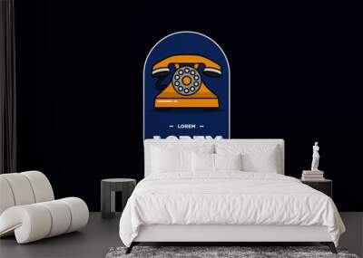  Retro Rotary Dial Phone Badge Sticker Design Wall mural