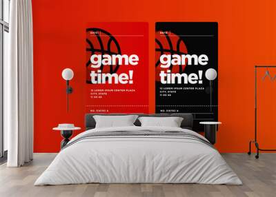 Game Time Basketball Event Ticket Card Design With Seat and Venue Details Wall mural