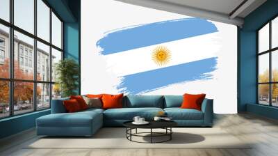 Argentina flag made in textured brush stroke. Patriotic country flag on white background Wall mural